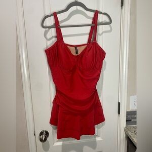 Torrid size 2 Red Women's dress swimsuit ruffles pinup retro